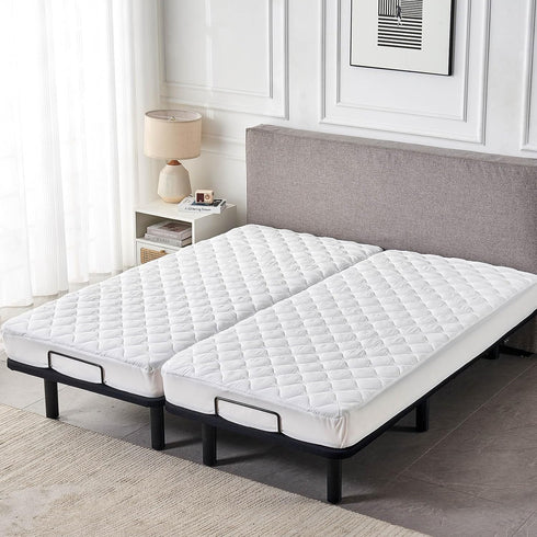 Waterproof Quilted Split King Mattress Protector Pad for Adjustable Bed, Noiseless Fitted Mattress Cover with Soft
