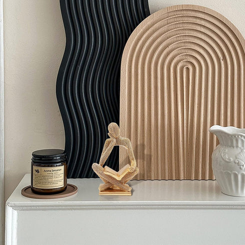 Neeenn Sparkling Gold Reading Women Statue, Thinker Sculptures, Abstract Art Ornament, Modern Aesthetic Figurine