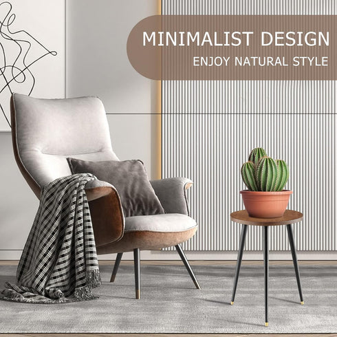(11.8"x16") KINNARY Plant Stand Indoor, Mid Century Wood Plant Stand Plant Table for Flower Pots, Heavy Duty Metal Tall