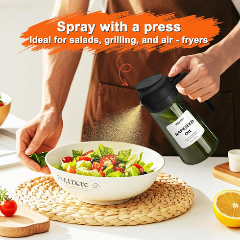mqnxoi 2 1 16oz/470ml Oil Sprayer for Cooking, in Olive Oil Dispenser Bottle for Kitchen, Premium Glass, Food-grade Oil