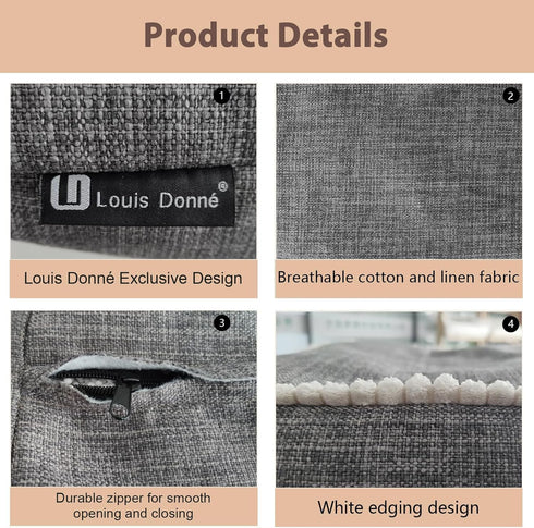 45x45 Louis Donn Unstuffed Square Pouf Ottoman Cover Footstool for Storage Washable Small Bean Bag Cotton and Linen