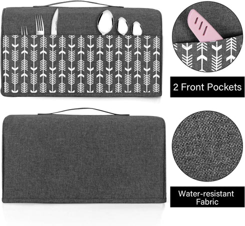 Yarwo 4 Slice Toaster Cover with Pockets and Top Handle, Nylon Toaster Cover Fits for Most 4 Slice Long Slot Toasters, Gray with Arrow by Yarwo