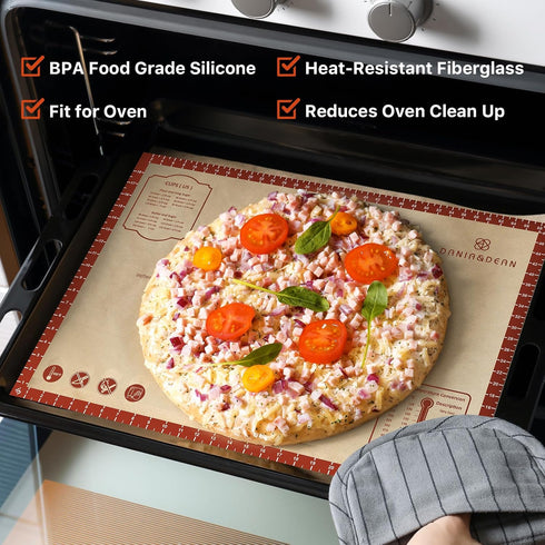 Silicone Baking Mat,28" x 20" Extra Thick Large Non Stick Sheet Mat with Measurement Non-slip Dough Rolling Mat,Reusable Food Grade Silicone Counter Mat for Making Cookies,Macarons,Bread and Pastry by DANIA & DEAN