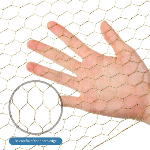 3 40 13 inches Shappy Pieces x Gold Chicken Wire Net for Craft Projects Lightweight Galvanized Hexagonal Frame Chicken