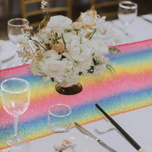 12x72-Inch 72 Inch DUOBAO Rainbow Sequin Table Runner Coffee Table Runners Dining Home Decor Christmas Runners