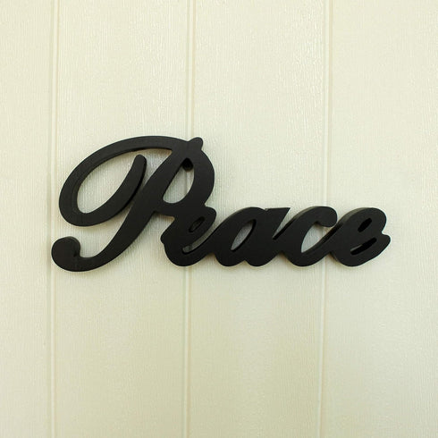 CVHOMEDECO. Matt Black Wooden Words Sign, Free Standing Peace Desk/Table/Shelf/Home Wall Decoration, 11 x 4-1/4 x 1 Inch