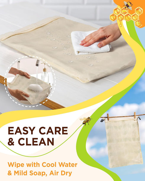 Lyvhoris 2 Pack Beeswax Bread Bag for Homemade Sourdough, Sourdough Bread Bags with Zipper, Cotton Large Airtight Food