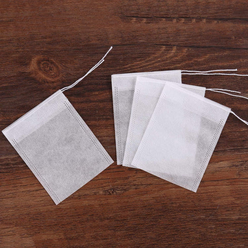 300 Pcs Disposable Drawstring Tea Filter Bags, Empty Cotton Filter Bags for Loose Tea (3.94 x 3.15 inch)