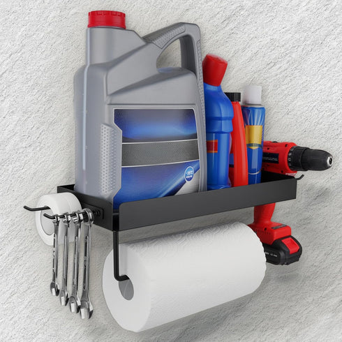 Tongyuyan Garage Paper Towel Holder with Shelf & 2 Detachable Hooks - Wall