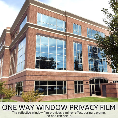 HIDBEA One Way Privacy Window Film, Daytime Privacy Sun Blocking, Anti UV Reflective Window Tint Film, Silver