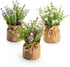 Velener Babys Breath Artificial Flowers in Small Burlap Bag Vases 3Pcs -Gypsophila