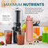 Elite Gourmet Masticating Juicer Machines - 12-inch Cold Press Juicer for Vegetables and Fruits, Easy to Clean