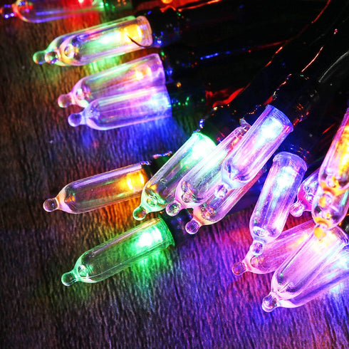 BrizLabs Christmas Lights Multicolor, 2 Pack, 17.94ft, 50 LED String Lights, Green Wire, 8 Modes