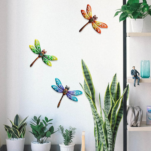 Yonivexis Metal Dragonfly Wall Decor, Outdoor Hanging Art for Living Room, Bedroom, Fence, Garden Decor, Style1