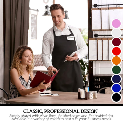 GREEN LIFESTYLE 2 Pack Bib Apron - Unisex Pink Aprons, Machine Washable for Men and Women, Kitchen Cooking BBQ Aprons