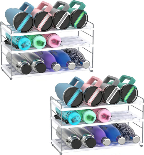 YAN & HIN Expandable Water Bottle Organizer for Cabinet, 3 Tier Tumbler