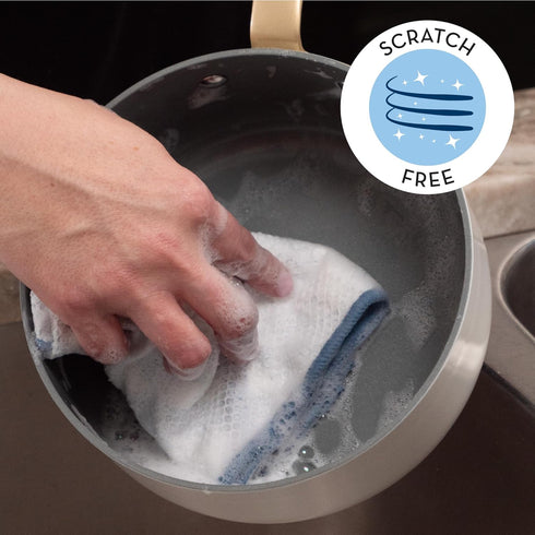 12 12 6PK 3X 3X S&T INC. Dish Cloths for Washing Dishes, Microfiber Cleaning Cloth for Home, Blue/Plaid, in. x in.