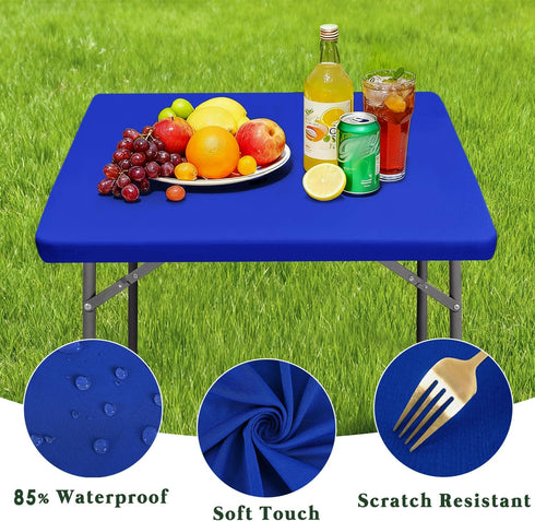 4 Pack 36 36 Inches Elastic Square Fitted Tablecloths for x Card Tables Waterproof Stretch Washable Patio Picnic Table