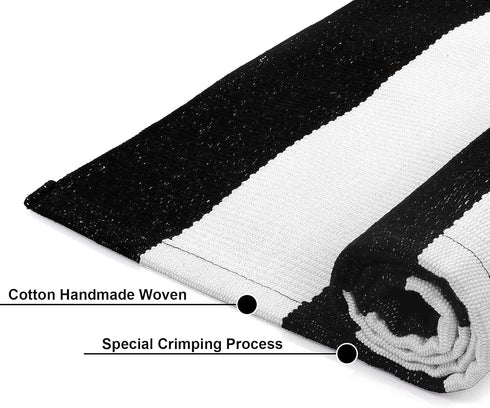 Collive Black and White Striped Outdoor Rug, 24"x 35", Washable Front Christmas Door Mat for Entryway