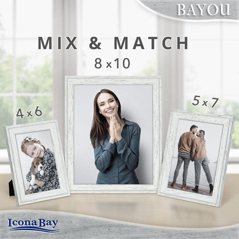 Icona Bay 4x6 Cloudy White Picture Frame, Cape Cod Style, Table Top or Wall Mount, Bayou Collection