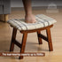 Bamboo Footrest Ottoman with Beige Striped Cushion and Brown Legs - Small Size