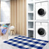 SEEKSEE Cotton Buffalo Plaid Rug, 27.5"x43", Blue and White Checked Washable Doormat for Indoor Outdoor Use