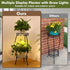 Dunkive 2 27" Plant Stand indoor Outdoor Tier with Grow Light, Tall Metal Potted Holder Rack Flower Stand Rustproof