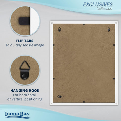 Icona Bay 11x14 White Picture Frame, Sturdy Wood Composite, Sleek Design, Wall Mount Only, Exclusives Collection