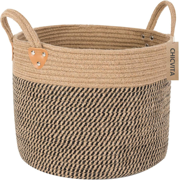 CHICVITA Wicker Laundry Basket With Handles, Storage Baskets for Decor, 14" X 14" X 12"