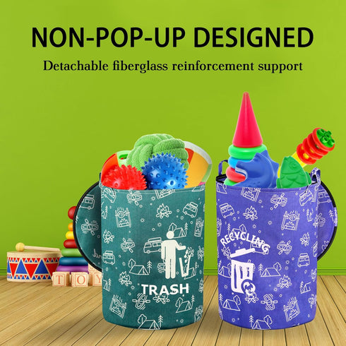Werduoland 2 30 Pcs Gallon Collapsible Trash Can Portable Waterproof Reusable with Zippered Lid for RV's, Camping