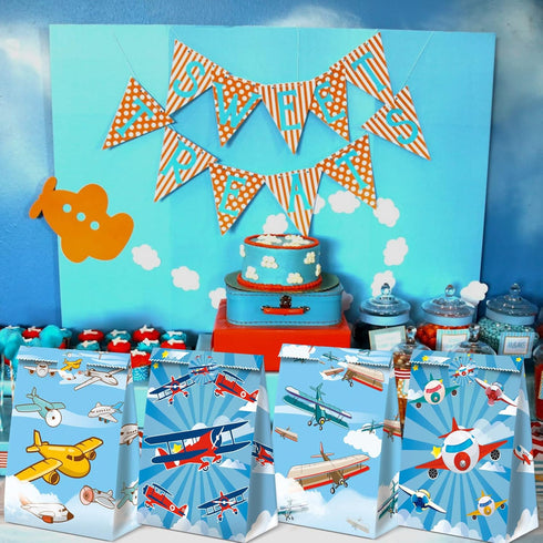 24Pcs Plane Party Bags Airplane Birthday Party Supplies Planes Party Decorations Airplane Gift Bag Airplane First