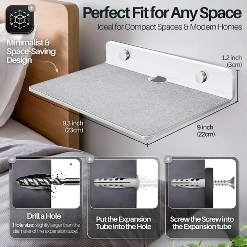 TNP Products 9" (2 Pack, TNP Speaker Shelf Wall Mount - Small Floating Shelf Stand w/Anti Slip for Rear Wireless