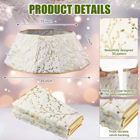 25'' Christmas Tree Collar, White Christmas Tree Ring for Artificial Trees, Faux Fur Plush Trees Collar Farmhouse