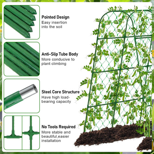 (Green,65"x49.2"x23.6") Extra Large Cucumber Trellis for Raised Bed, U-Shape Garden Trellis for Climbing Plants