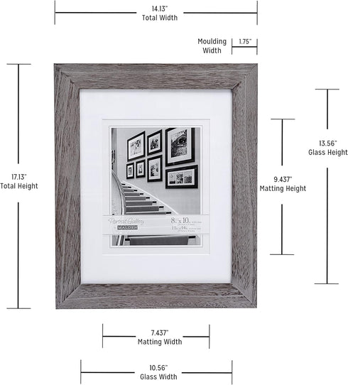 Malden International Designs Manhattan Distressed Mat Picture Frame - 8x10/11x14, Gray