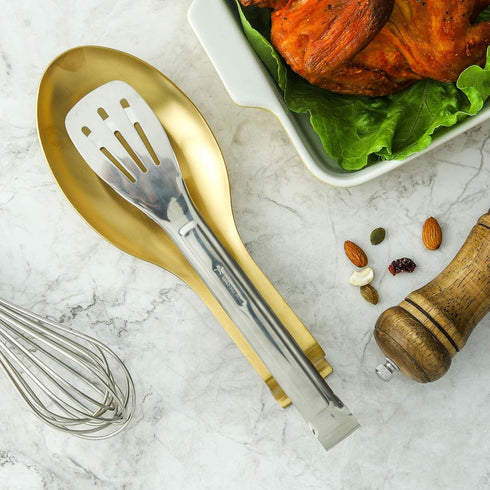 BETTWILL Gold Spoon Rest for Kitchen Counter, Stainless Steel Spoon Holder for Stove Top, Gold Kitchen Accessories