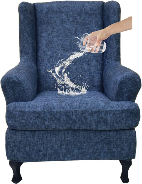 CRFATOP Waterproof Wing Chair Slipcovers 2 Piece Stretch Wingback Chair Cover Spandex