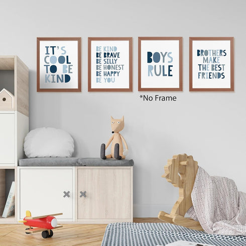 4pcs 8x10 Inches Brothers Make The Best Friends Boys Rules Affirmations Poster Prints for Home Boys Room Playroom