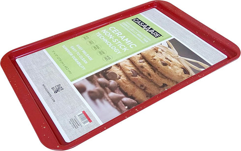CasaWare Ceramic Coated NonStick Cookie/Jelly Roll Pan, 11"x17" (Red Granite)