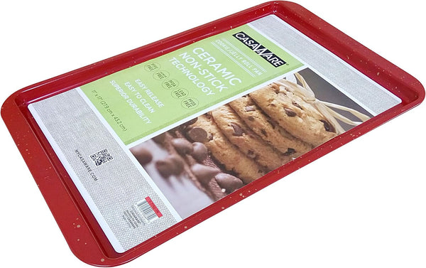 CasaWare Ceramic Coated NonStick Cookie/Jelly Roll Pan, 11"x17" (Red Granite)