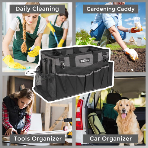 4 SCAVATA Wearable Cleaning Caddy Bag, Cleaning Caddy Supplies Organizer with Handle & Shoulder Straps