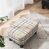 16.54" RF-BD215 IBUYKE Small Footstool, Linen Fabric Pouf, with Padded Seat Pine Wood Legs and Padded Rectangular