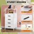 4 Nightstand Drawer Dresser with Charging Station, Side Table with Fabric Drawers, End Table with Open Shelf, Bedside