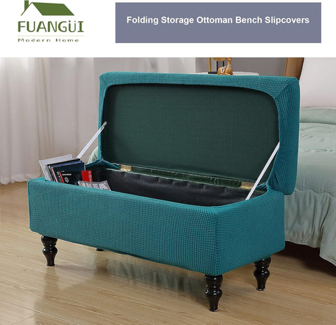 FUANGUI Ottoman Cover Slipcovers Rectangular Printed Folding Stretch Storage Bench Footrest Sofa Stool Covers Footstool