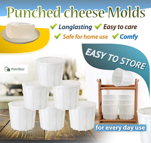 6 1.85QT PetriStor Pcs Soft Cheese Mold for Cheese Making - Cheese Making Mold - Cream Cheese Form Mold - Homemade
