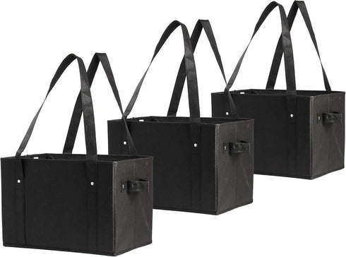 Earthwise Deluxe Collapsible Reusable Shopping Box Grocery Bag Set with Reinforced Bottom