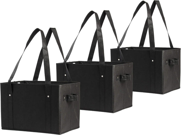Earthwise Deluxe Collapsible Reusable Shopping Box Grocery Bag Set with Reinforced Bottom