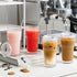 20oz Set 4 SoulTimes Ribbed & Floral Glass Tumbler of Reusable Glass Cups with Lid and Glass Straw, To-Go Iced Coffee