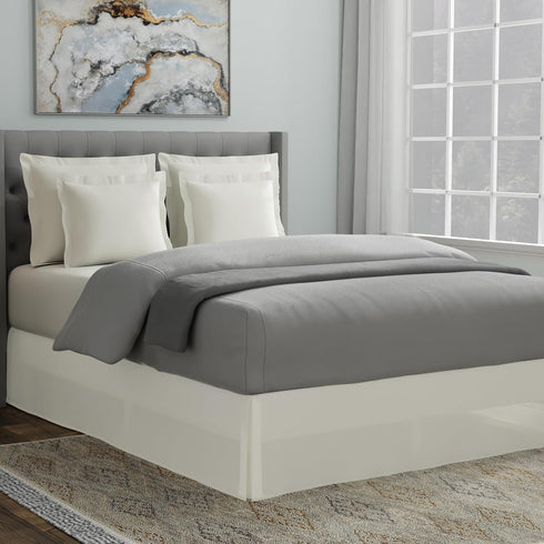 TODAY'S HOME Classic Tailored Microfiber Bed Skirt Dust Ruffle - 14" Drop Length, Twin, Ivory