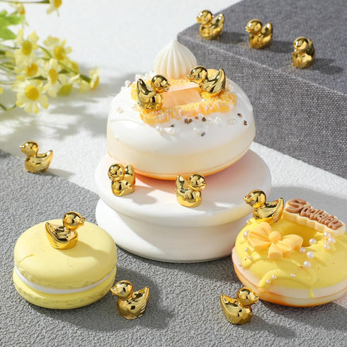 300 Yaocom Pcs Mini Golden Duck Statue Bulk Golden Duck Figurines Micro Garden Landscape Dollhouse Cake Decoration
